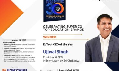 Ujjwal Singh Emerges as the Lone Winner at "Super Top 30 Education Brand Awards" by Business World Education