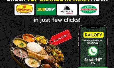 Order Top Brands Like Haldiram's, Subway, Hotplate Express, and More on WhatsApp for Delicious Train Travel Meals