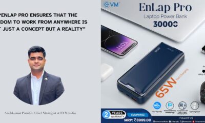 Make the World Your Office with EVM's EnLap Pro Laptop Power Bank for Macbooks, Type-C Laptops and Smartphones, Exclusively available at Vijay Sales