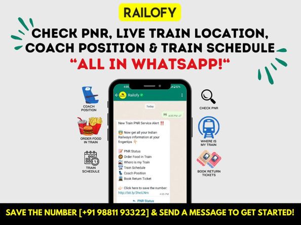 Check PNR Status, Live Train Location, Coach Position and Train Schedule: All in One Place-WhatsApp