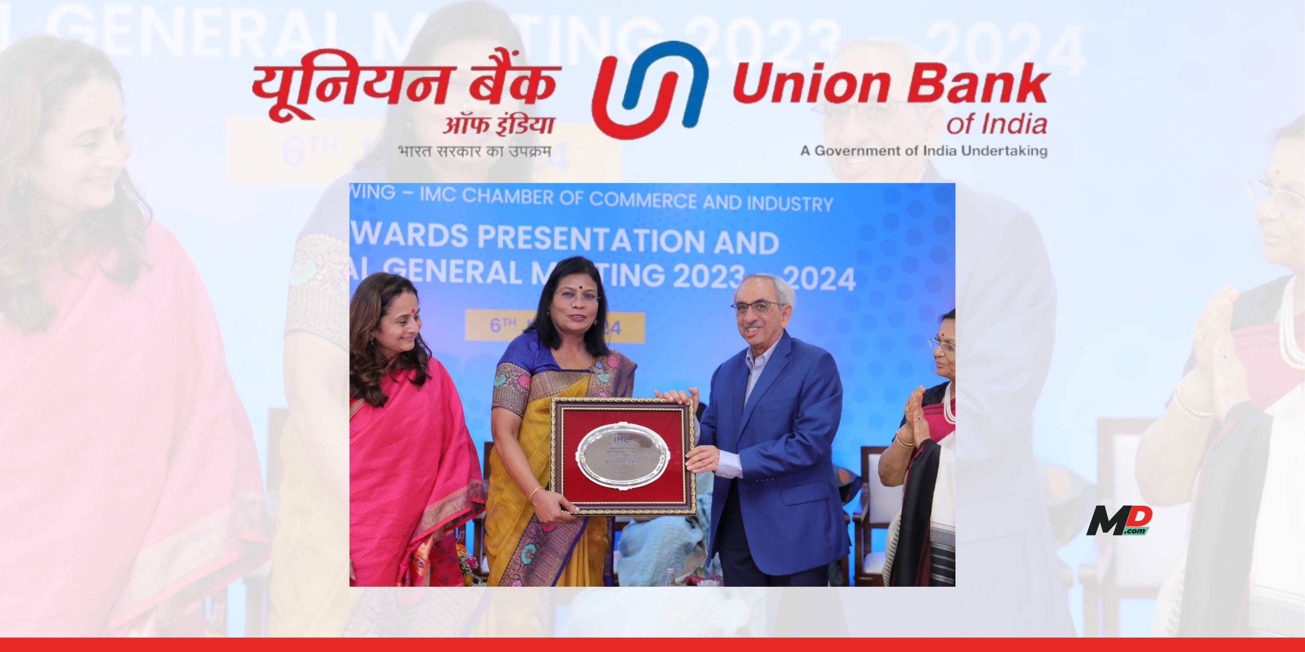 A Manimekhalai, MD & CEO, Union Bank of India, won the prestigious IMC Ladies' Wing Award for Banking and Financial Services