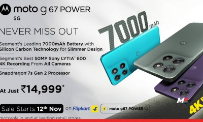 Motorola launches moto g67 POWER with a 7000mAh battery, 50MP Sony LYTIA™ 600 camera with 4K recording, and Snapdragon® 7s Gen 2, priced at ₹14,999.