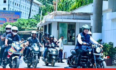 Fadnavis rides motorcycle for fuel conservation drive