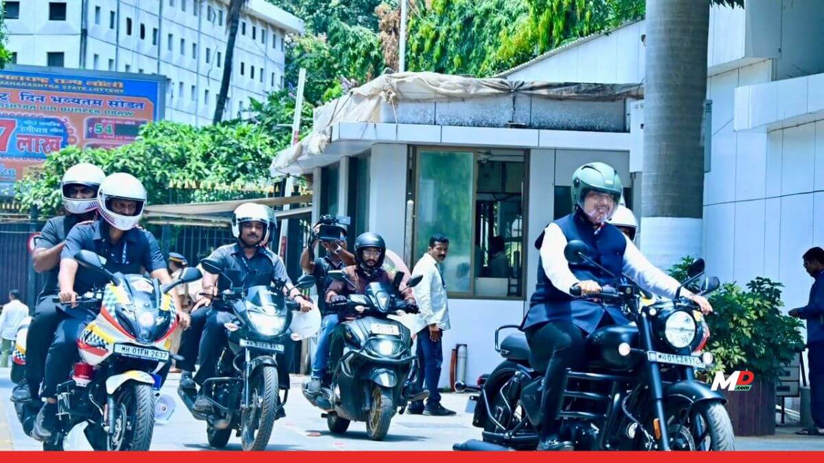 Fadnavis rides motorcycle for fuel conservation drive