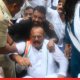 Congress Marches to BJP Office Over Student Lathi Charge